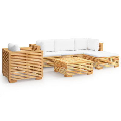 6 Piece Garden Lounge Set with Cushions Solid Wood Teak