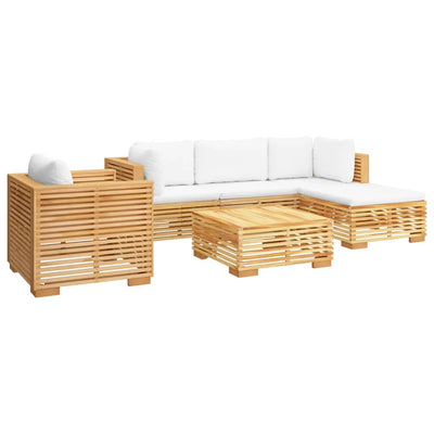 6 Piece Garden Lounge Set with Cushions Solid Wood Teak