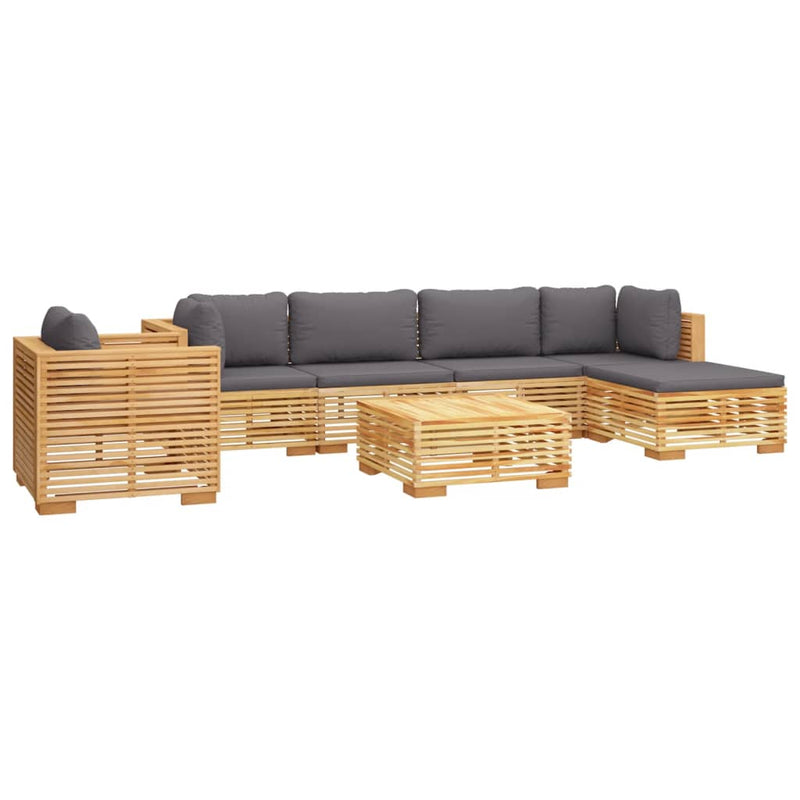 7 Piece Garden Lounge Set with Cushions Solid Wood Teak