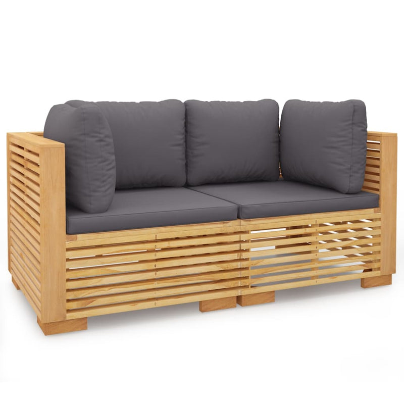 Garden Corner Sofas with Cushions 2 pcs Solid Wood Teak