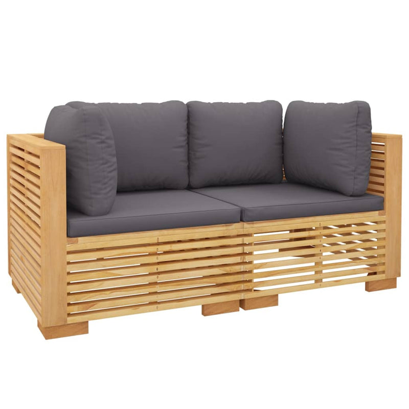 Garden Corner Sofas with Cushions 2 pcs Solid Wood Teak