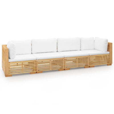 4 Piece Garden Lounge Set with Cushions Solid Wood Teak