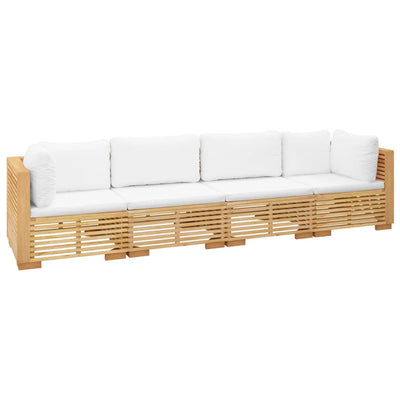 4 Piece Garden Lounge Set with Cushions Solid Wood Teak