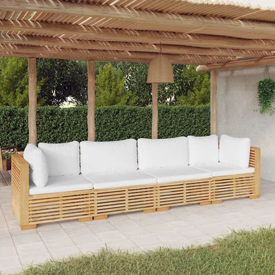 4 Piece Garden Lounge Set with Cushions Solid Wood Teak