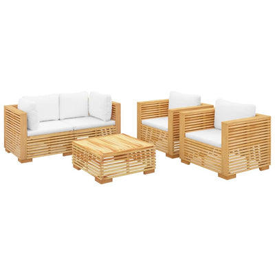 5 Piece Garden Lounge Set with Cushions Solid Wood Teak