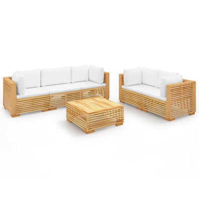 6 Piece Garden Lounge Set with Cushions Solid Wood Teak