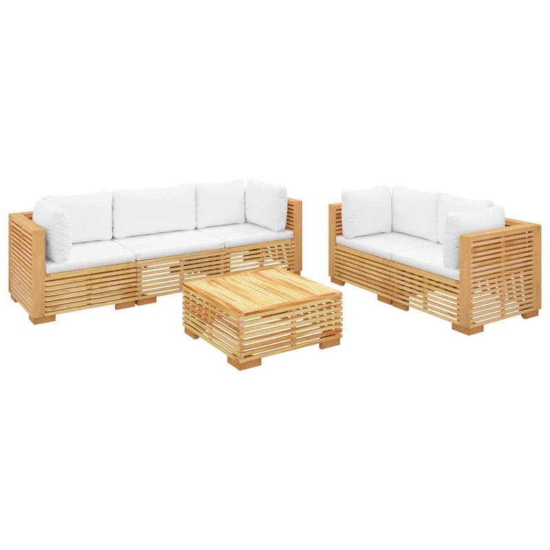 6 Piece Garden Lounge Set with Cushions Solid Wood Teak