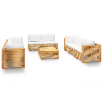 9 Piece Garden Lounge Set with Cushions Solid Wood Teak