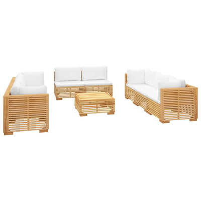 9 Piece Garden Lounge Set with Cushions Solid Wood Teak