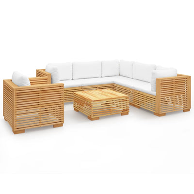 7 Piece Garden Lounge Set with Cushions Solid Teak Wood