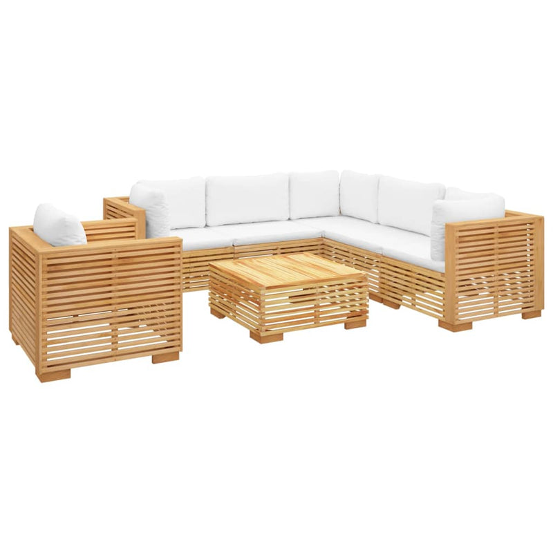 7 Piece Garden Lounge Set with Cushions Solid Teak Wood