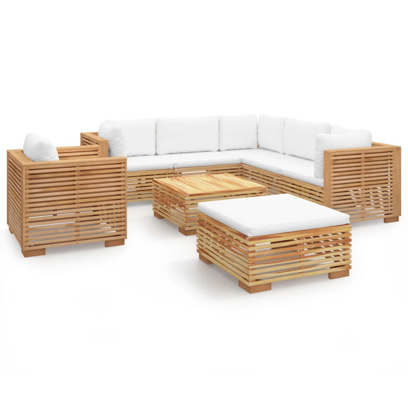 8 Piece Garden Lounge Set with Cushions Solid Teak Wood