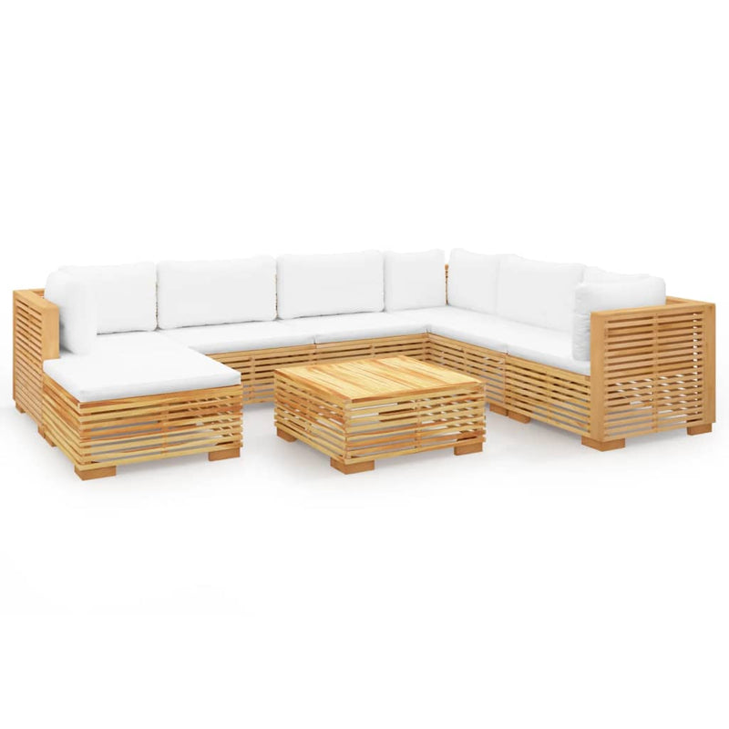 8 Piece Garden Lounge Set with Cushions Solid Teak Wood