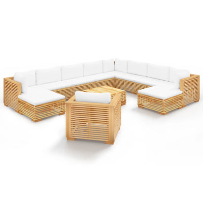 12 Piece Garden Lounge Set with Cushions Solid Teak Wood