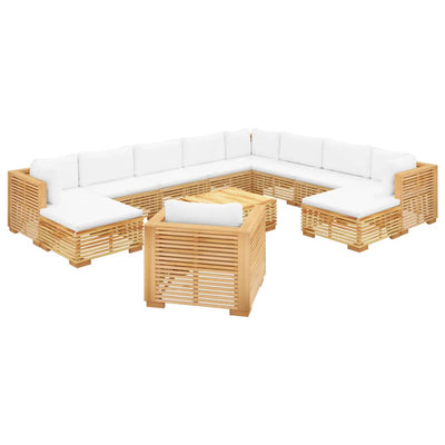 12 Piece Garden Lounge Set with Cushions Solid Teak Wood