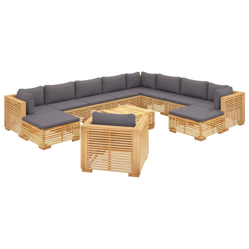 12 Piece Garden Lounge Set with Cushions Solid Teak Wood