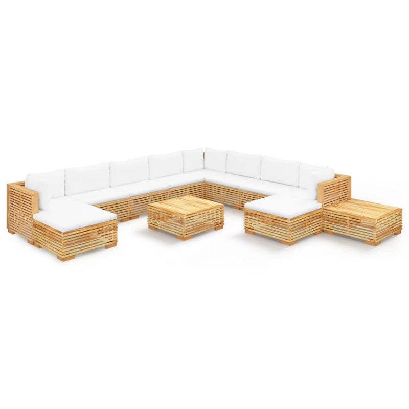 12 Piece Garden Lounge Set with Cushions Solid Teak Wood