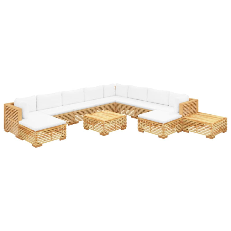 12 Piece Garden Lounge Set with Cushions Solid Teak Wood