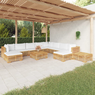 12 Piece Garden Lounge Set with Cushions Solid Teak Wood