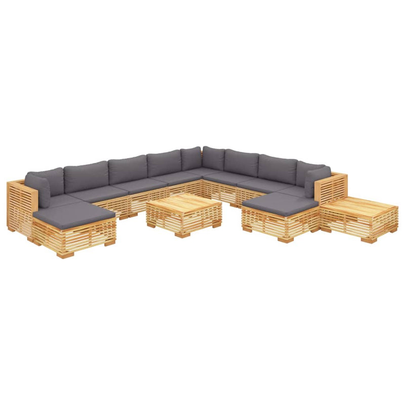 12 Piece Garden Lounge Set with Cushions Solid Teak Wood