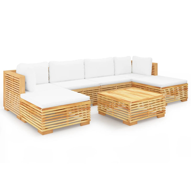 7 Piece Garden Lounge Set with Cushions Solid Teak Wood