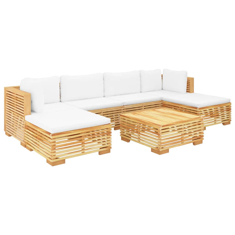 7 Piece Garden Lounge Set with Cushions Solid Teak Wood