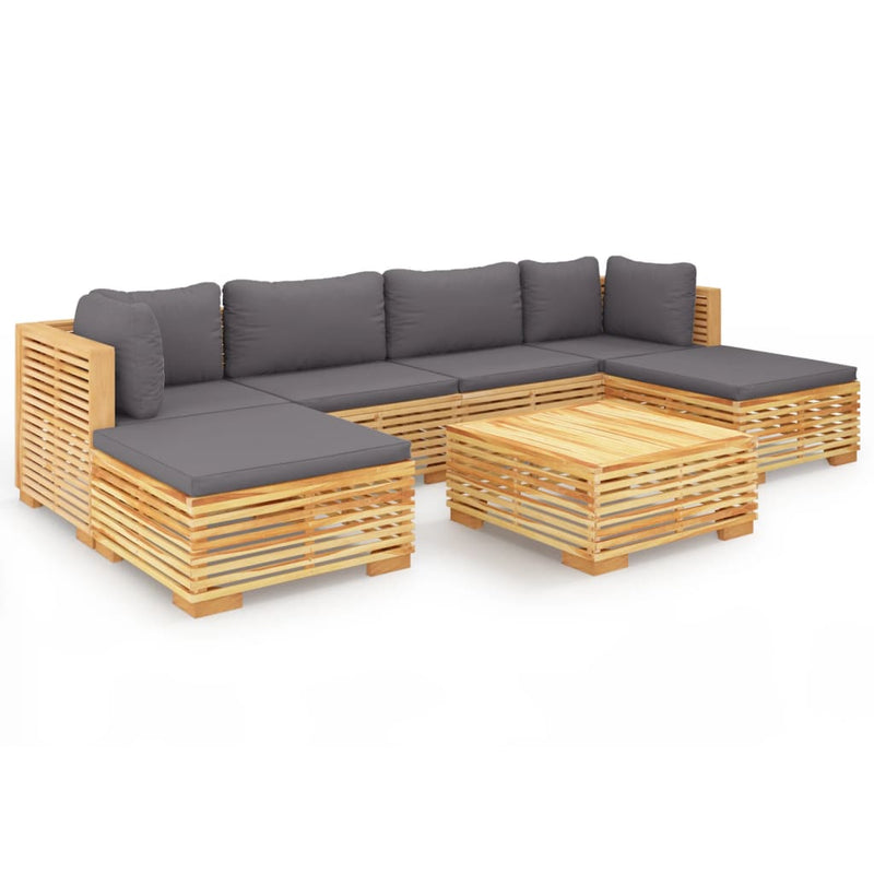 7 Piece Garden Lounge Set with Cushions Solid Teak Wood