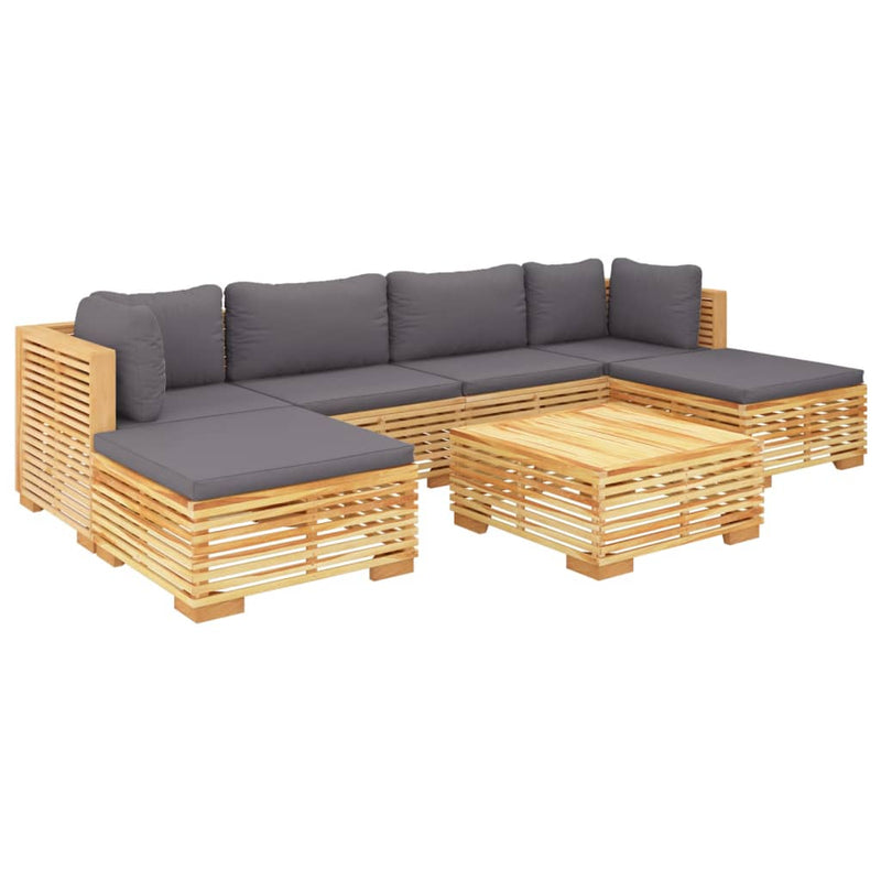 7 Piece Garden Lounge Set with Cushions Solid Teak Wood