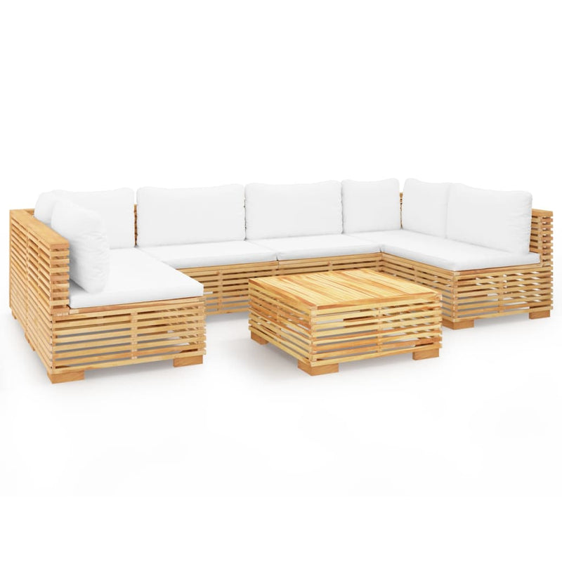 7 Piece Garden Lounge Set with Cushions Solid Teak Wood