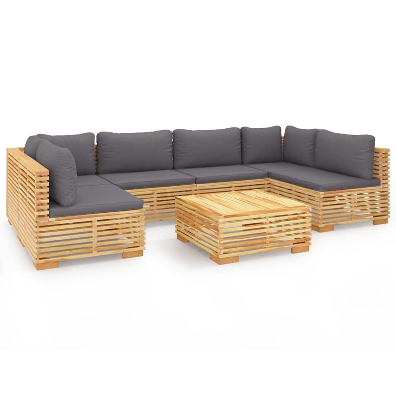 7 Piece Garden Lounge Set with Cushions Solid Teak Wood