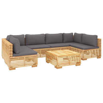 7 Piece Garden Lounge Set with Cushions Solid Teak Wood