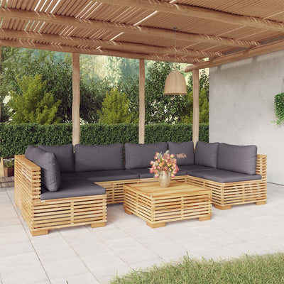 7 Piece Garden Lounge Set with Cushions Solid Teak Wood