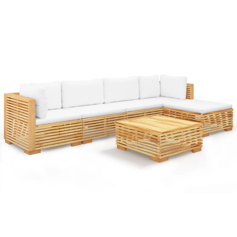 6 Piece Garden Lounge Set with Cushions Solid Teak Wood