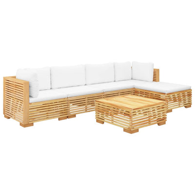 6 Piece Garden Lounge Set with Cushions Solid Teak Wood