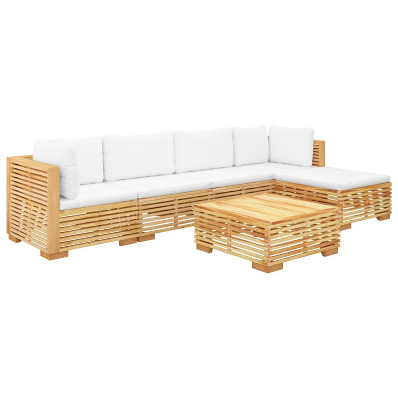 6 Piece Garden Lounge Set with Cushions Solid Teak Wood