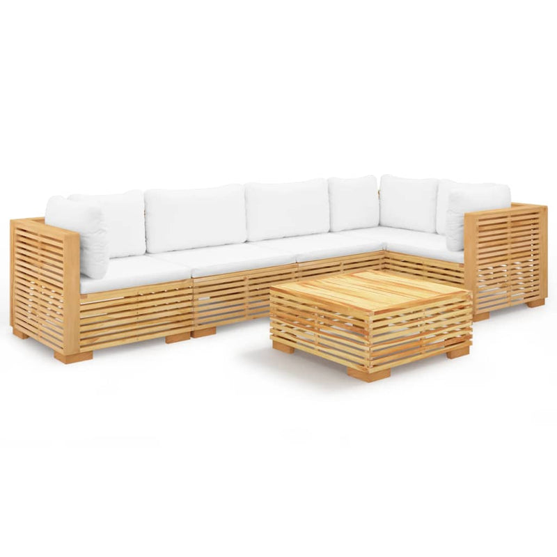 6 Piece Garden Lounge Set with Cushions Solid Teak Wood