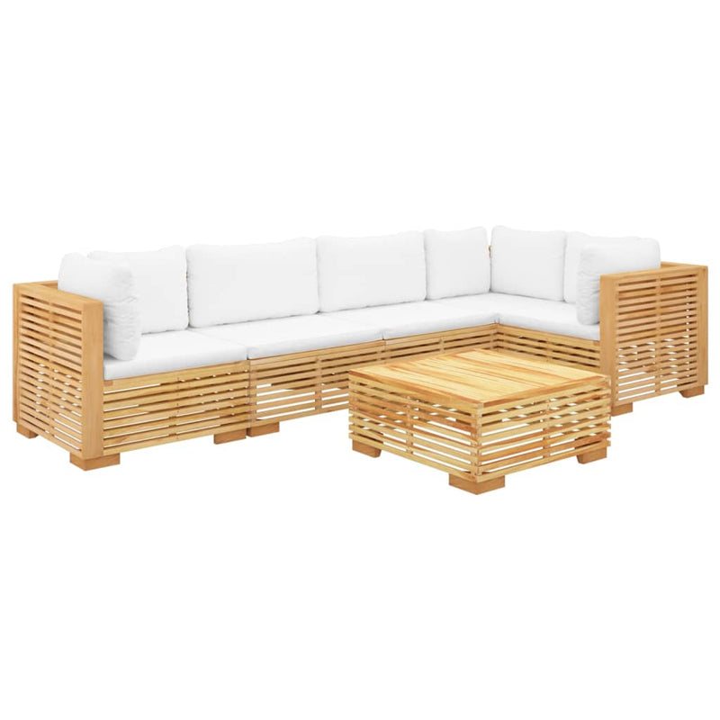 6 Piece Garden Lounge Set with Cushions Solid Teak Wood