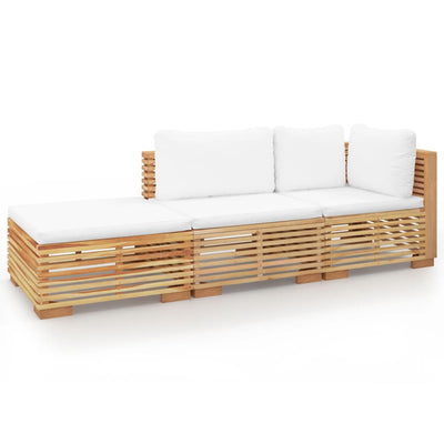 3 Piece Garden Lounge Set with Cushions Solid Wood Teak