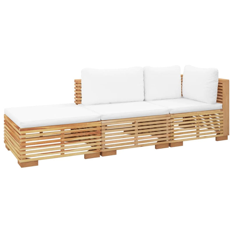 3 Piece Garden Lounge Set with Cushions Solid Wood Teak