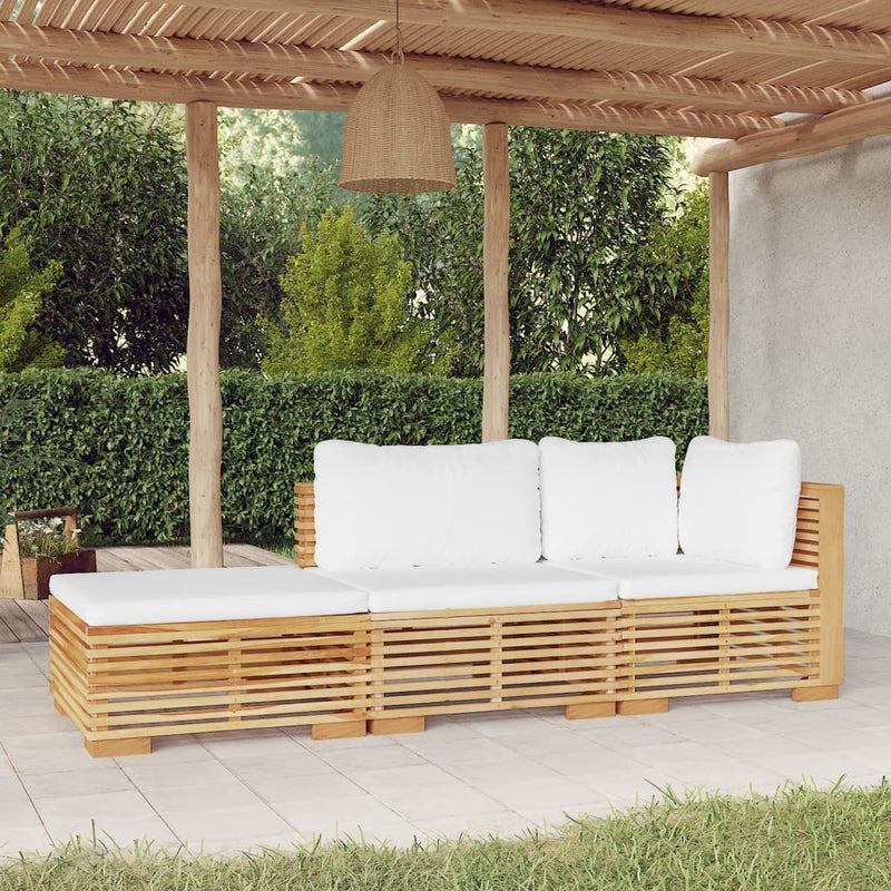 3 Piece Garden Lounge Set with Cushions Solid Wood Teak