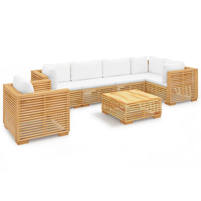 7 Piece Garden Lounge Set with Cushions Solid Wood Teak