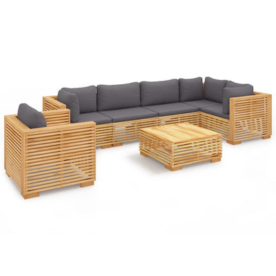 7 Piece Garden Lounge Set with Cushions Solid Wood Teak