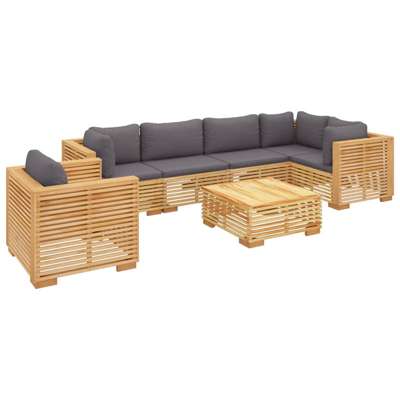 7 Piece Garden Lounge Set with Cushions Solid Wood Teak