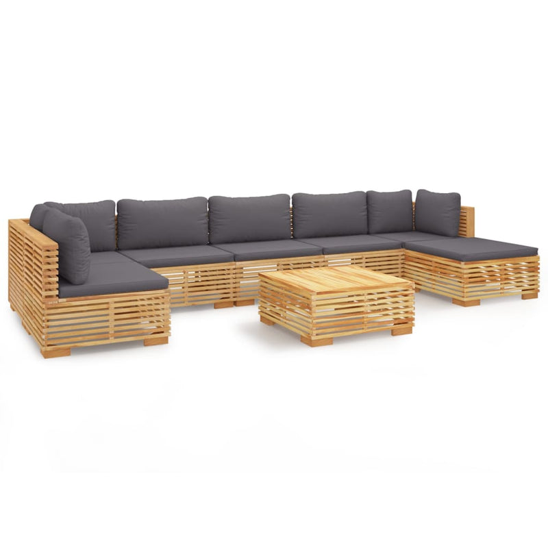 8 Piece Garden Lounge Set with Cushions Solid Wood Teak