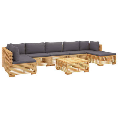 8 Piece Garden Lounge Set with Cushions Solid Wood Teak