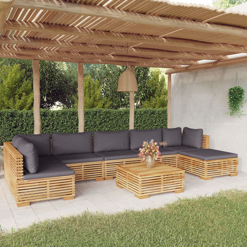 8 Piece Garden Lounge Set with Cushions Solid Wood Teak