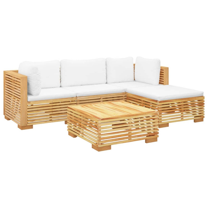 5 Piece Garden Lounge Set with Cushions Solid Wood Teak