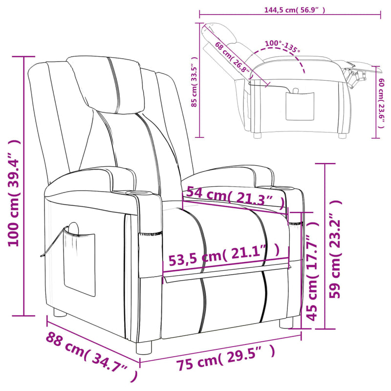 Massage Chair Black Faux Leather