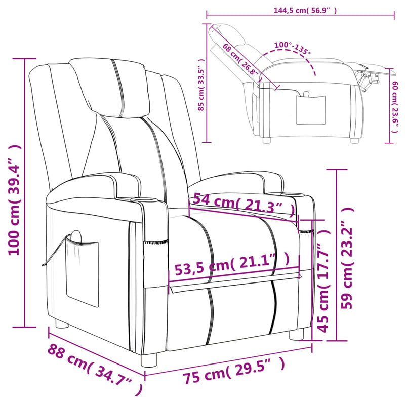 Massage Chair Anthracite Faux Leather