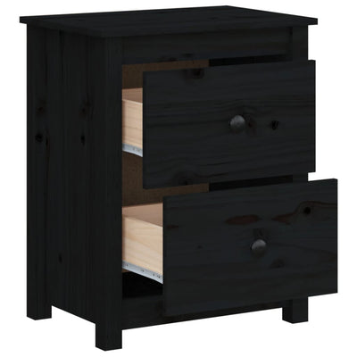 Bedside Cabinets 2 pcs Black 50x35x61.5 cm Solid Wood Pine